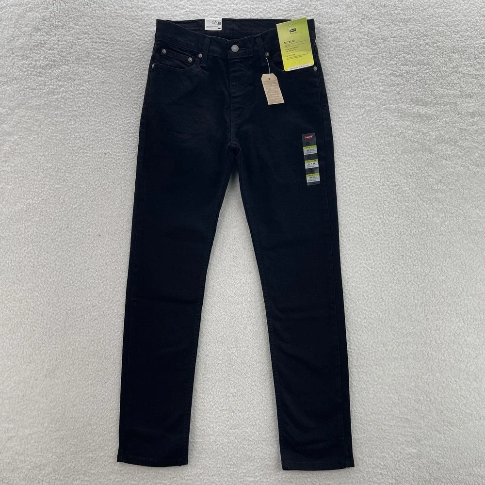 Levis Jeans Mens 30x32 Black 511 Slim Dark Wash Stretch Denim Grunge Punk Goth